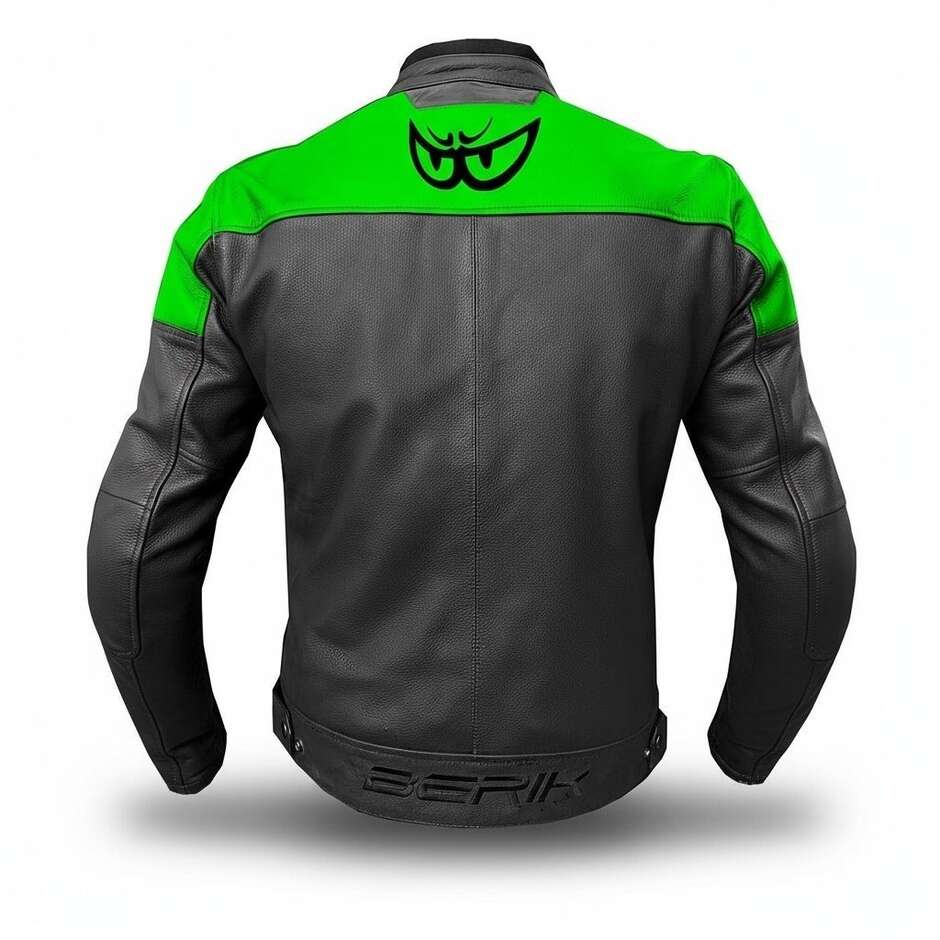 GIUBBOTTO MOTO IN PELLE BERIK VERDE/NERO