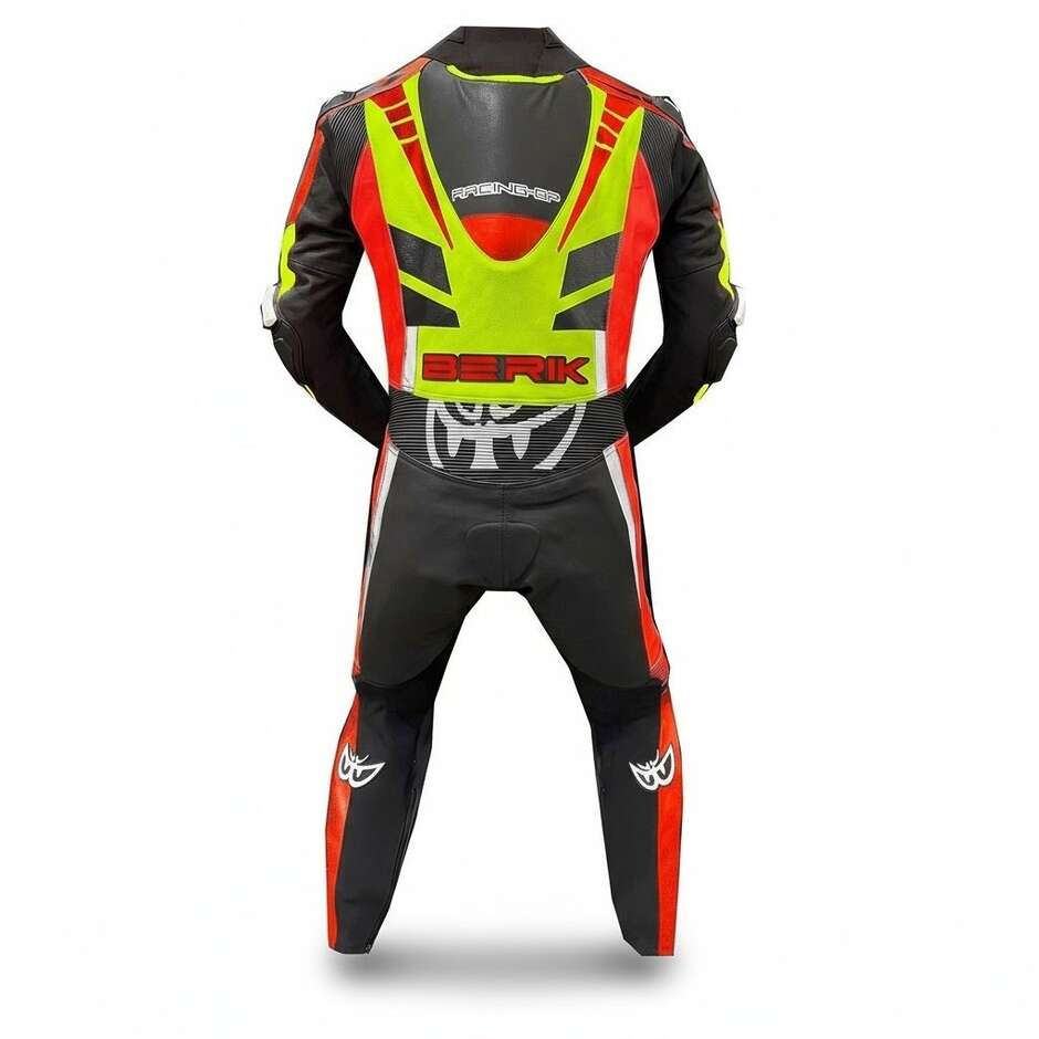 TUTA MOTO IN PELLE BERIK 2.0 NERAROSSA/GIALLA FLUO