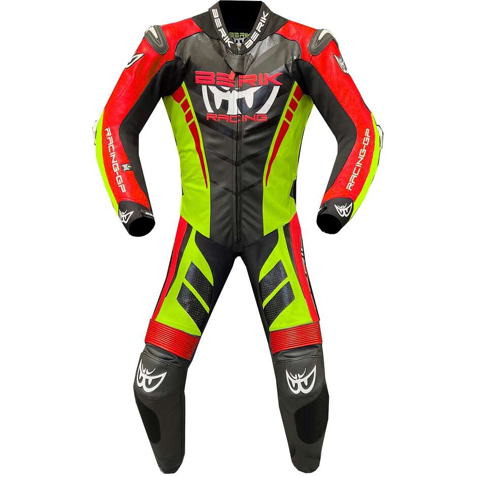 TUTA MOTO IN PELLE BERIK 2.0 NERAROSSA/GIALLA FLUO
