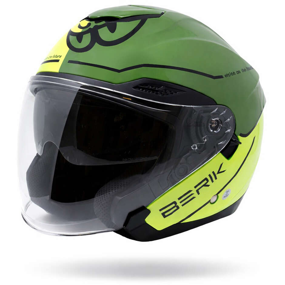 CASCO MOTO JET BERIK DOPPIA VISIERA GIALLO/VERDE