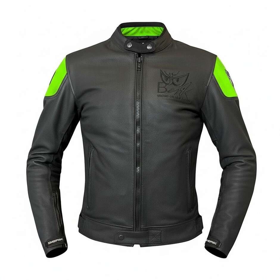 GIUBBOTTO MOTO IN PELLE BERIK VERDE/NERO