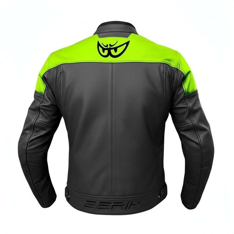 GIUBBOTTO MOTO IN PELLE BERIK NERO/GIALLO