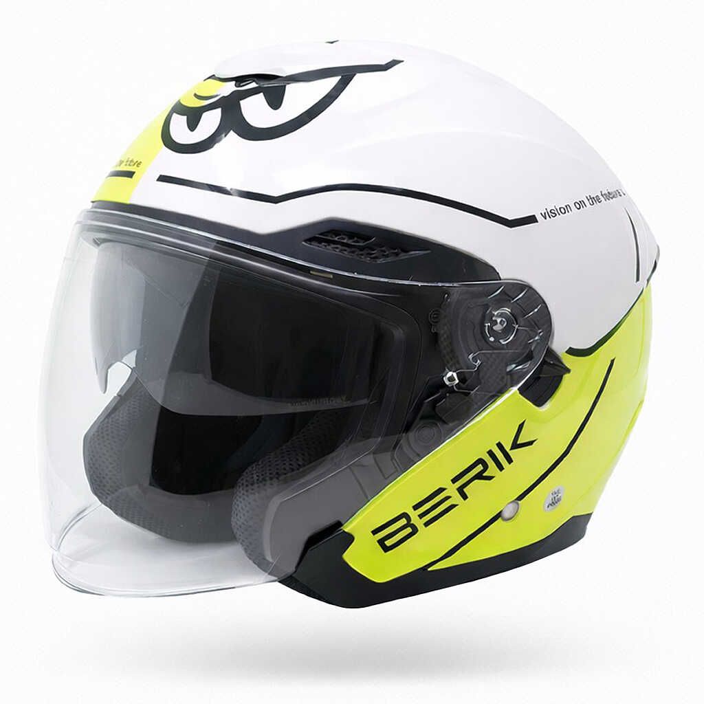 CASCO MOTO JET BERIK DOPPIA VISIERA BIANCO/GIALLO