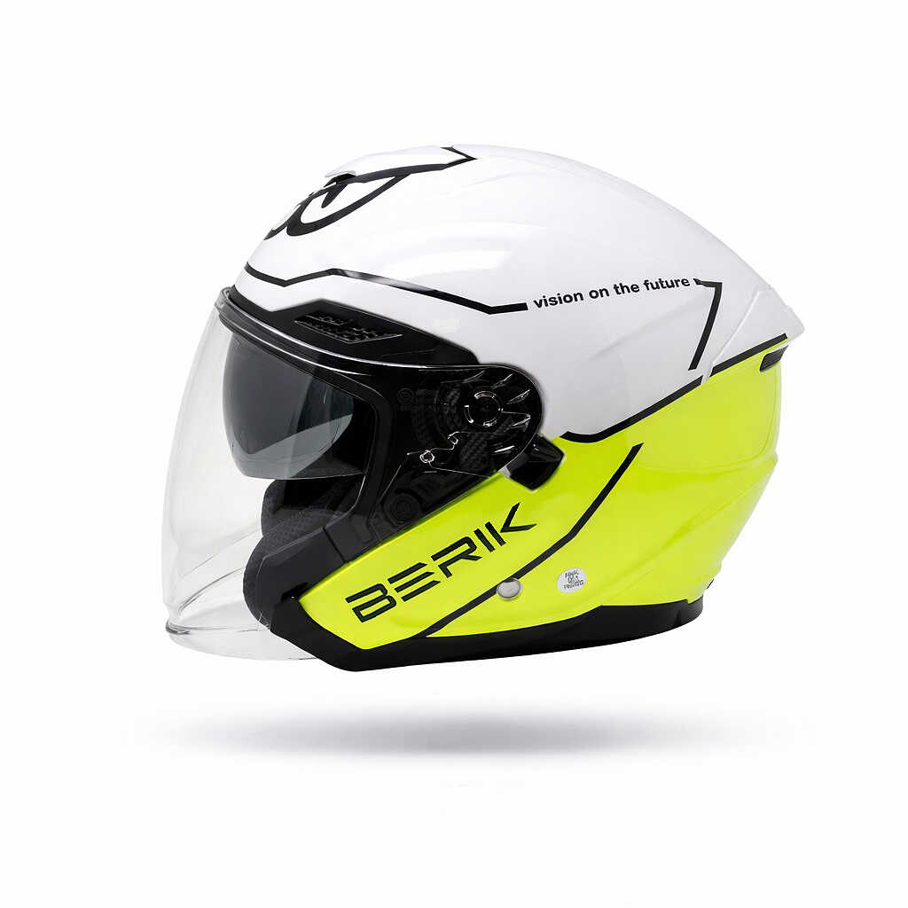 CASCO MOTO JET BERIK DOPPIA VISIERA BIANCO/GIALLO