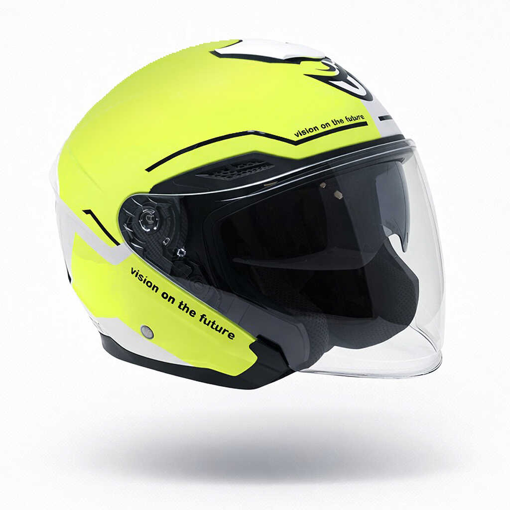 CASCO MOTO JET BERIK DOPPIA VISIERA BIANCO/GIALLO