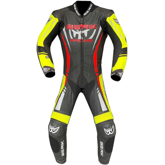 TUTA MOTO IN PELLE BERIK2.0 NERA/ROSSA/GIALLO FLUO