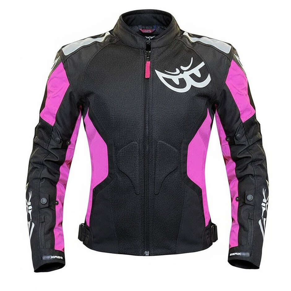 GIUBBOTTO MOTO DONNA TRAFORATO BERIK 2.0 NERO/FUCSIA