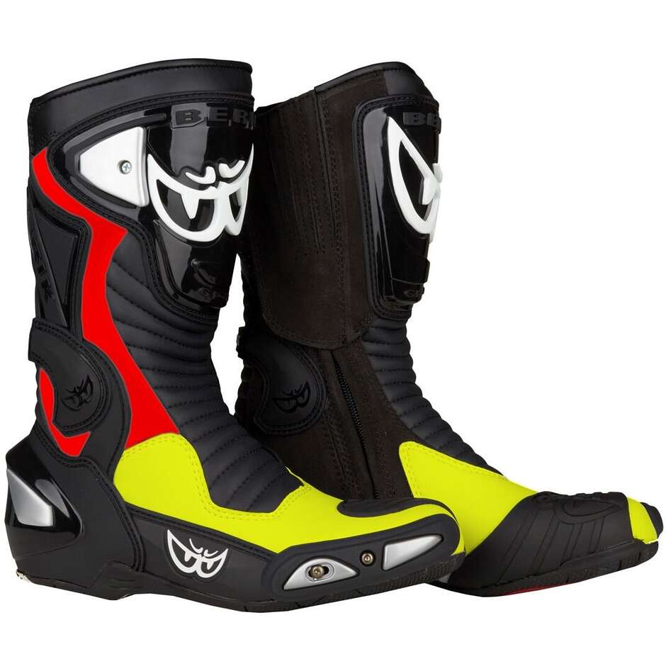 STIVALI MOTO RACING BERIK RACE X-EVO NERO/ROSSO/GIALLO FLUO