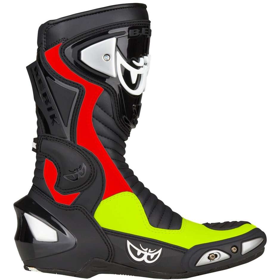 STIVALI MOTO RACING BERIK RACE X-EVO NERO/ROSSO/GIALLO FLUO