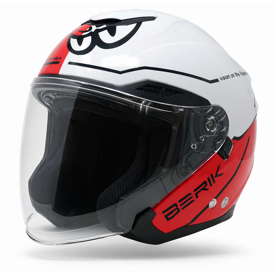 CASCO MOTO JET BERIK DOPPIA VISIERA BIANCO/ROSSO