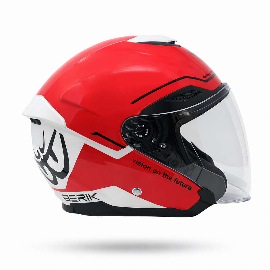 CASCO MOTO JET BERIK DOPPIA VISIERA BIANCO/ROSSO
