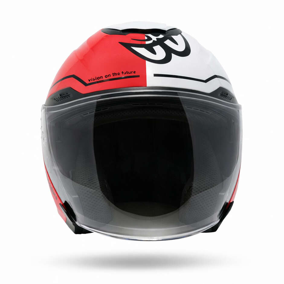 CASCO MOTO JET BERIK DOPPIA VISIERA BIANCO/ROSSO