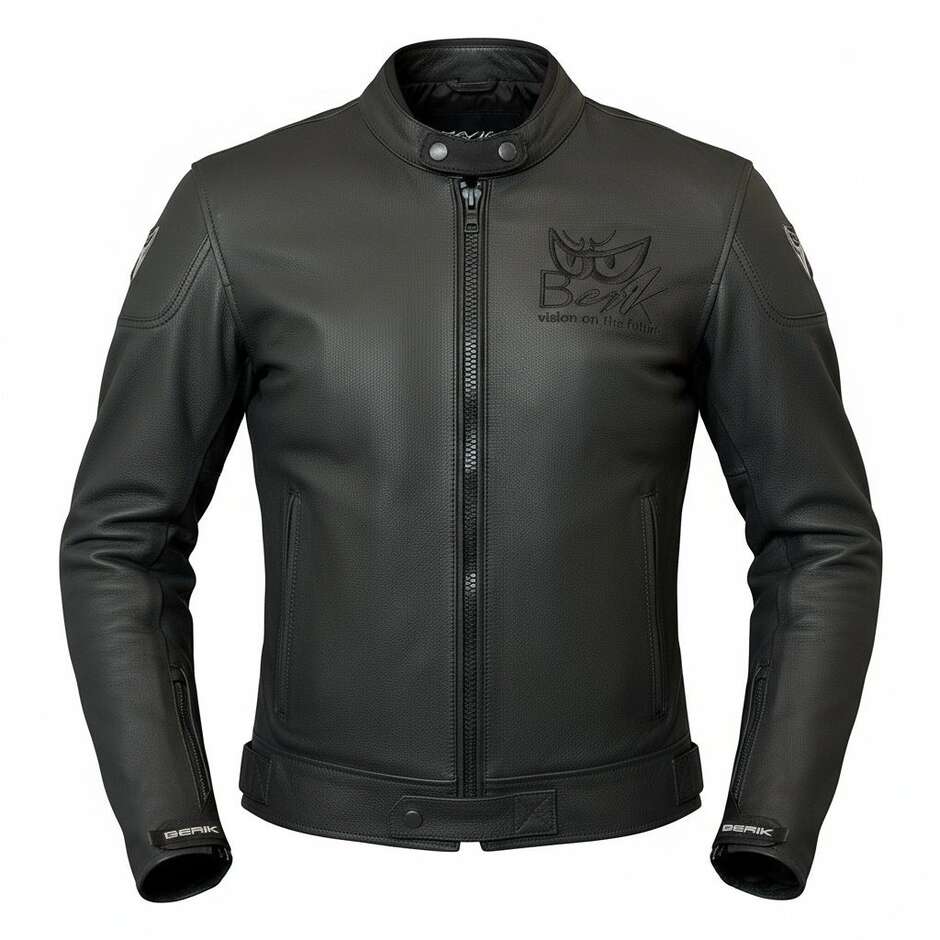 GIUBBOTTO MOTO IN PELLE BERIK NERO