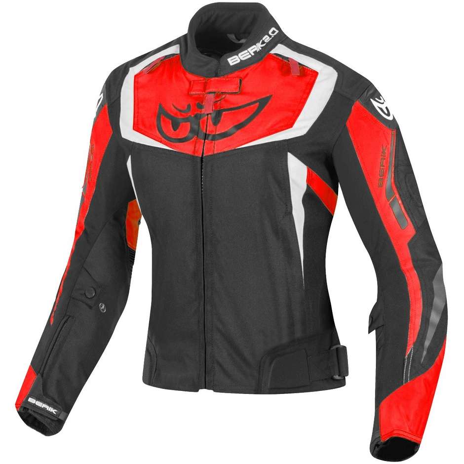 GIUBBOTTO MOTO TESSUTO DONNA BERIK 2.0 NERO/ROSSO